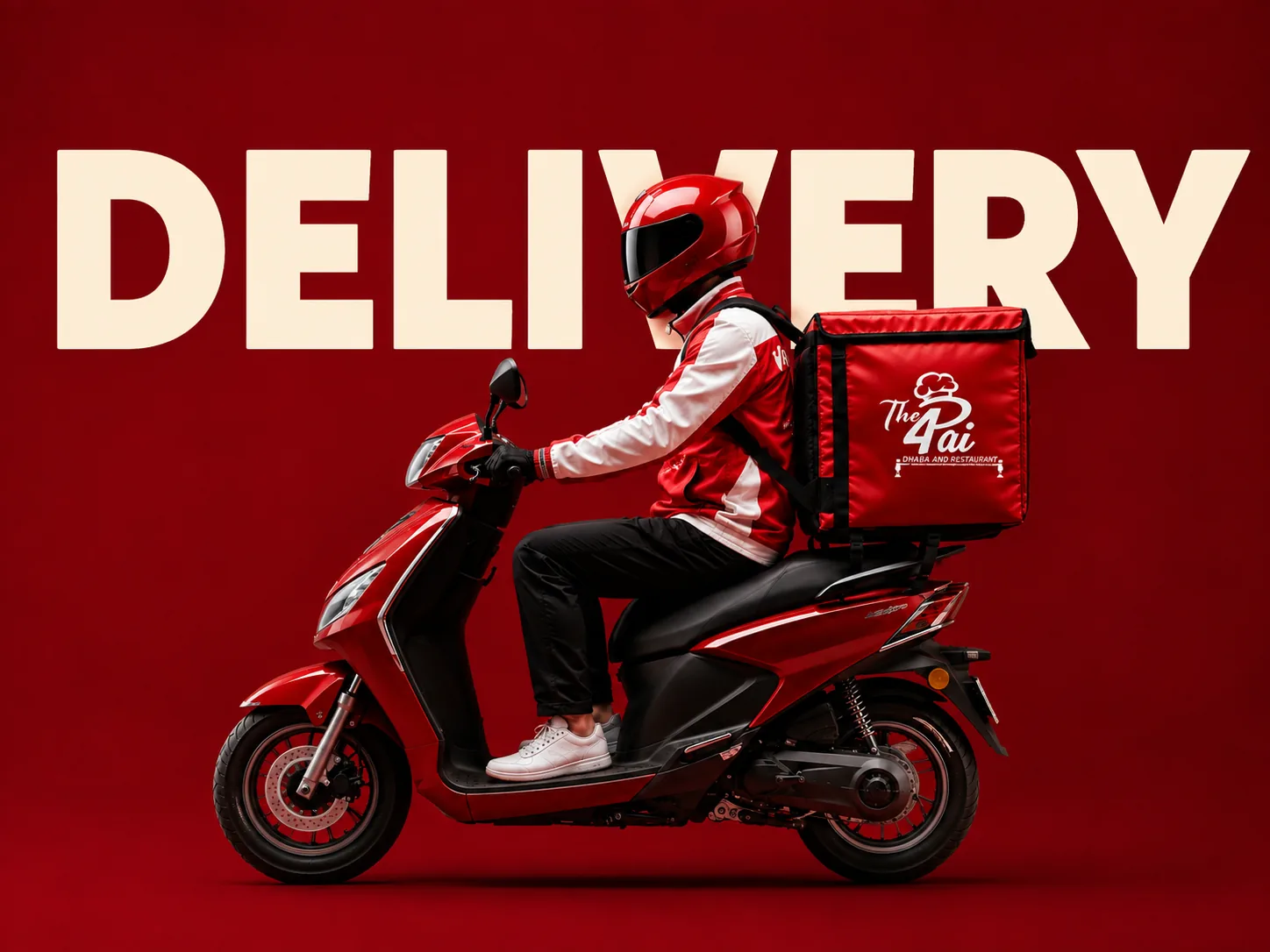 Delivery rider carrying a The Chaarpai Dhaba & Restaurant order